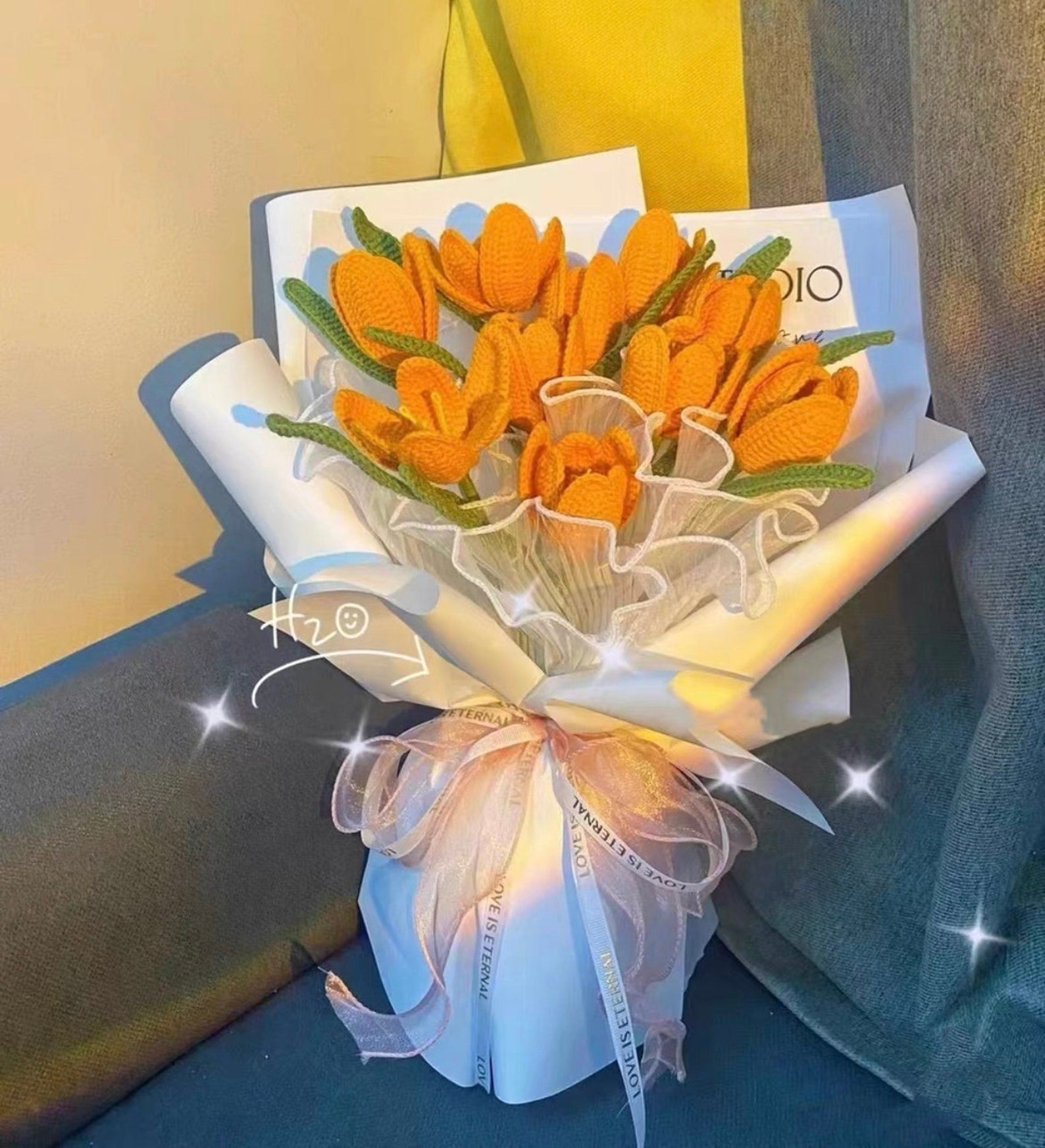 Geschenk für Mama Tulpen Häkelblumenstrauß Tulpen