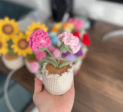 Häkel Nelken Blumen Topf Handgemachter Schreibtischdeko