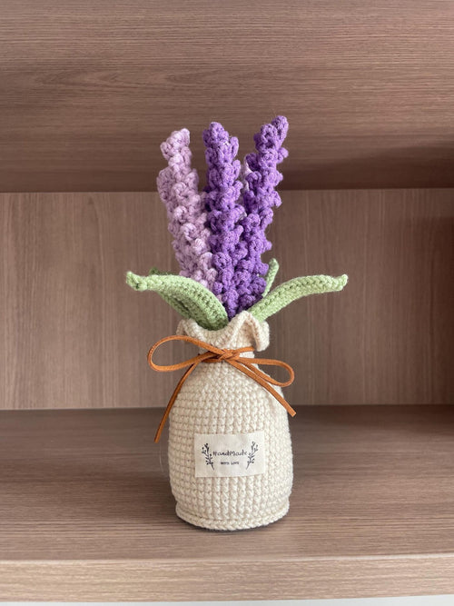 Häkel Lavendel Blumen Topf Handgemachter Yarn Strauß