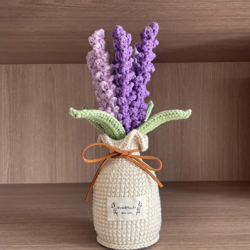 Häkel Lavendel Blumen Topf Handgemachter Yarn Strauß