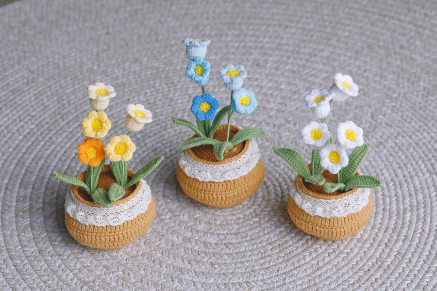 Häkel Lilien Maiglöckchen Blumen Topf Handgemachter