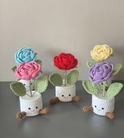 Häkelrosen Topf Rosa Lila Zarter Geschenk