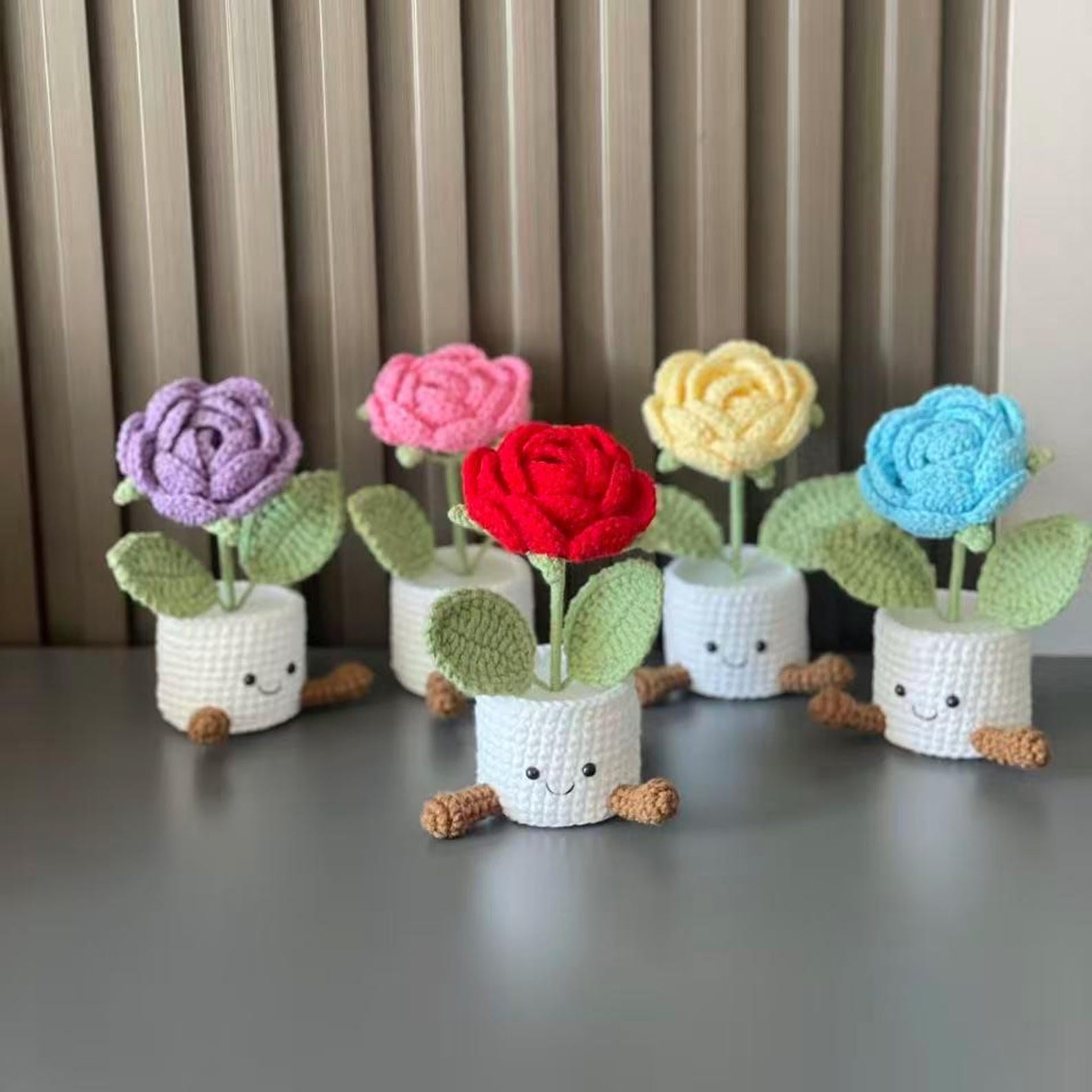 Häkelrosen Topf Rosa Lila Zarter Geschenk