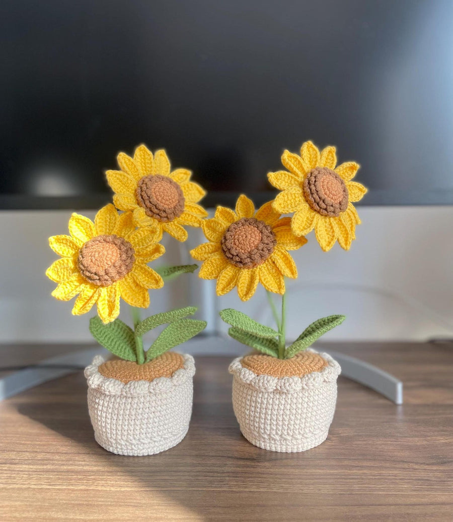 Häkel Sonnenblumen Häkelblumen Topf Häkelblumen Schreibtischdeko