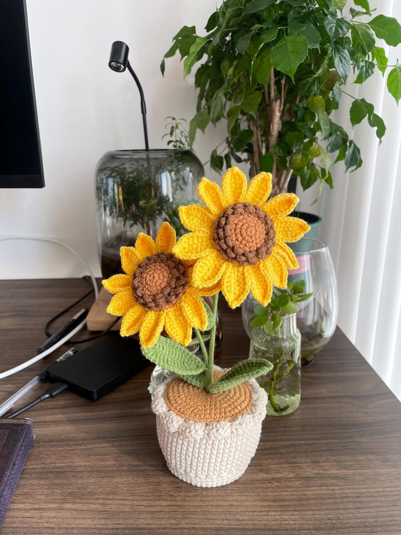 Häkel Sonnenblumen Häkelblumen Topf Häkelblumen Schreibtischdeko