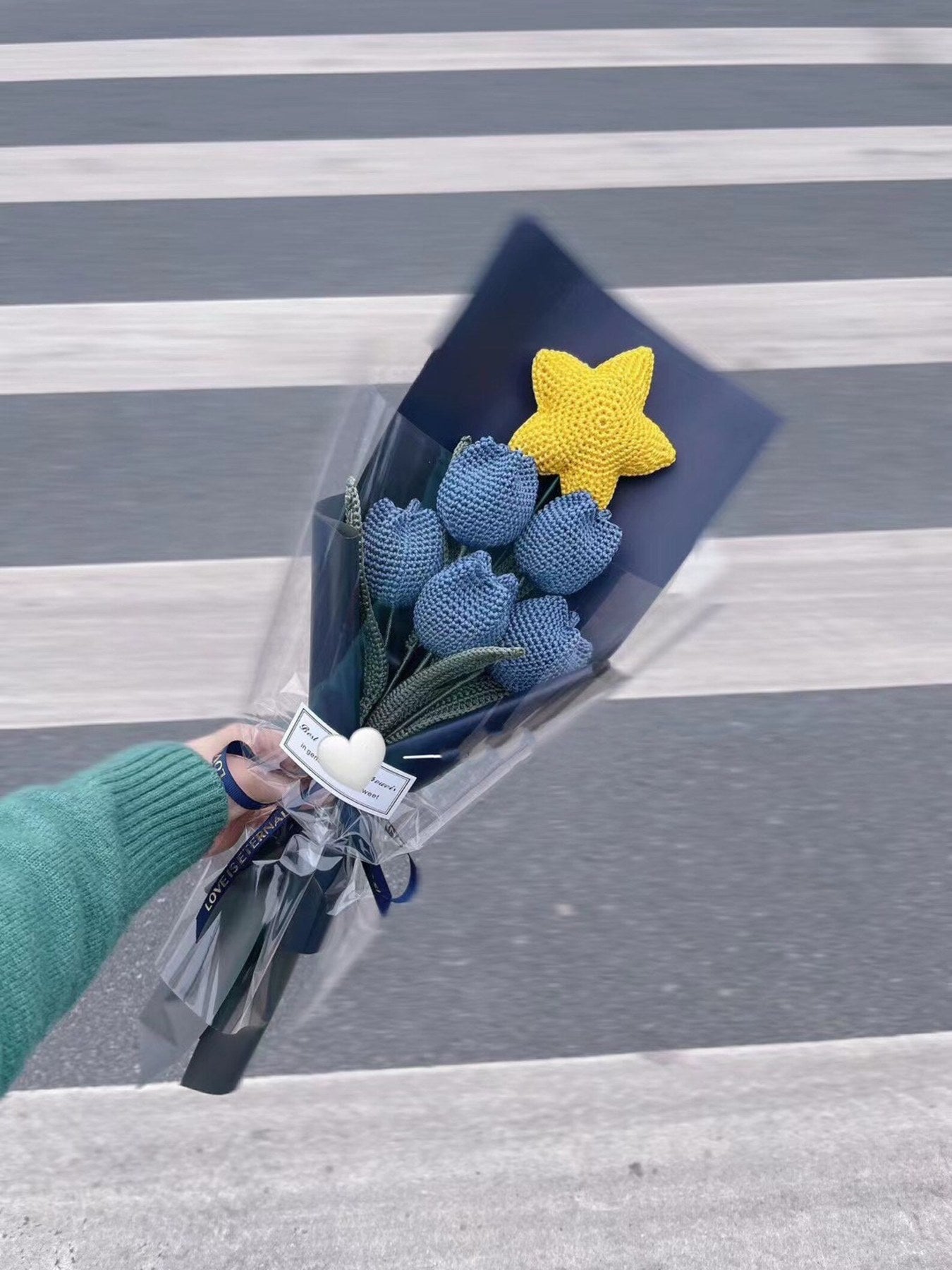 Häkel Tulpen Strauß mit Glücksstern Handgemachter Gestrickter