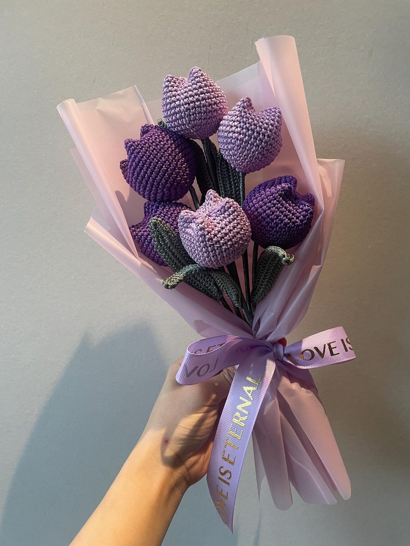 Häkelblumen Lila Tulpen Blumen Handgemachter Blumen Mutter