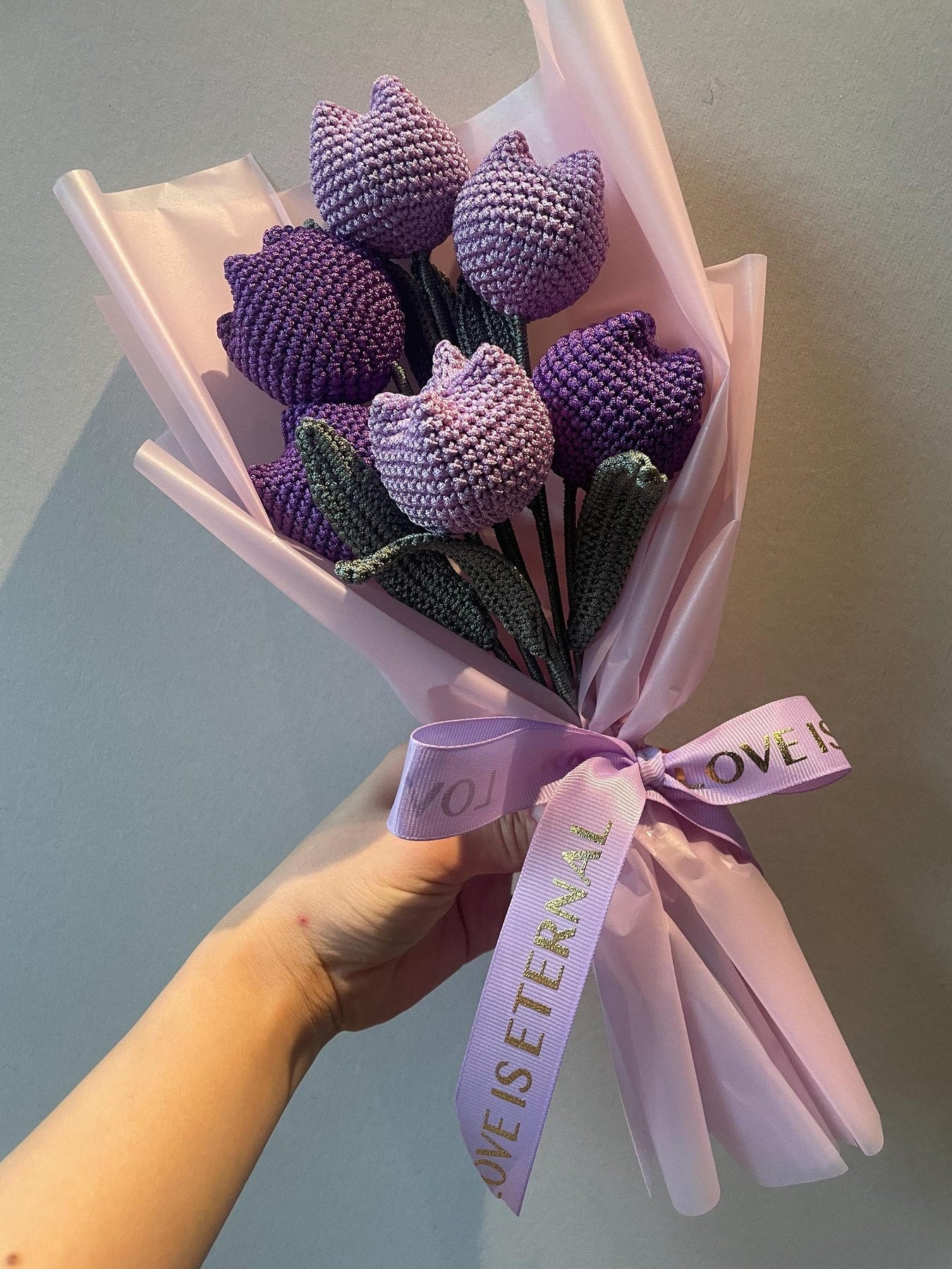 Häkelblumen Lila Tulpen Blumen Handgemachter Blumen Mutter