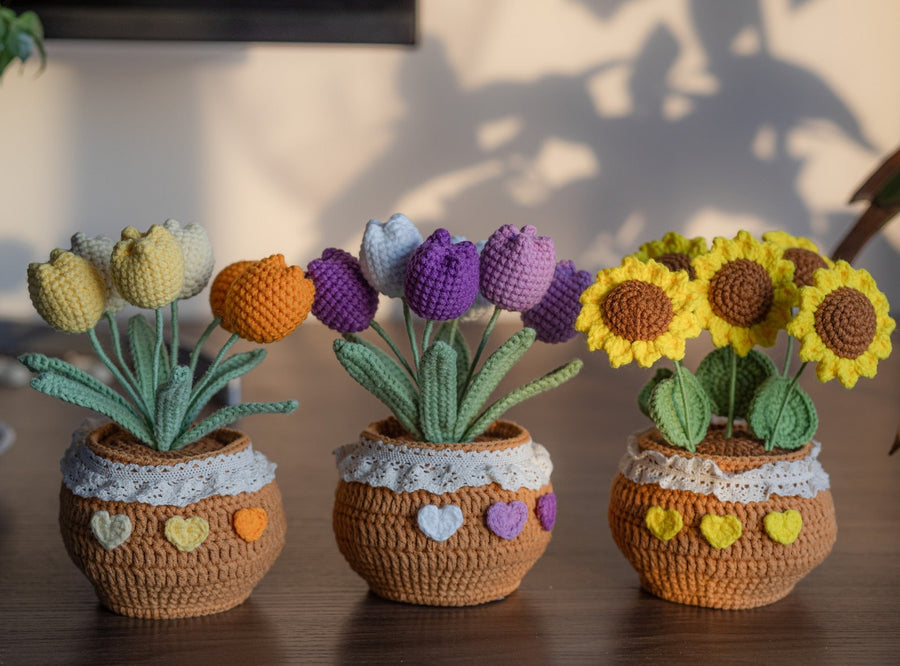 Häkelblumen Topf Häkel Tulpen Häkel Sonnenblumen