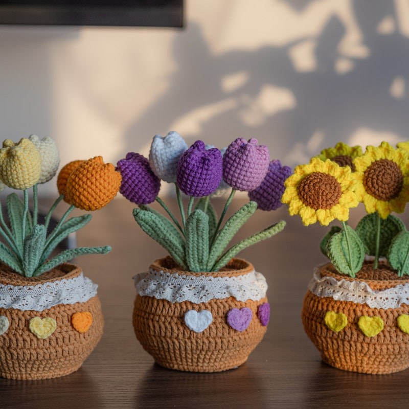 Häkelblumen Topf Häkel Tulpen Häkel Sonnenblumen