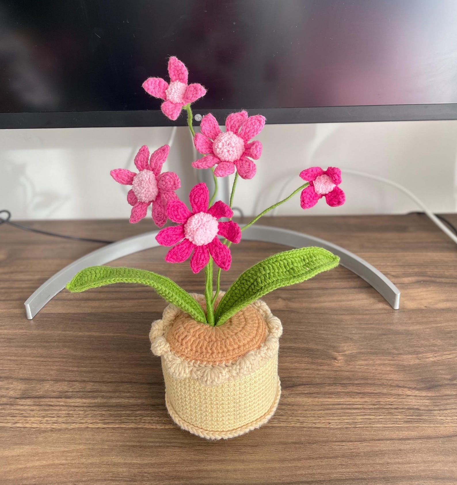 Häkelblumen Topf Handgemachter Geschenk für Mama