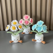 Handgemachter Häkel Gänseblümchen Blumen Topf
