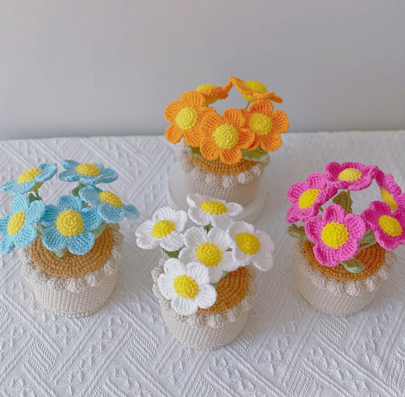Handgemachter Häkel Gänseblümchen Blumen Topf Personalisiertes Geschenk