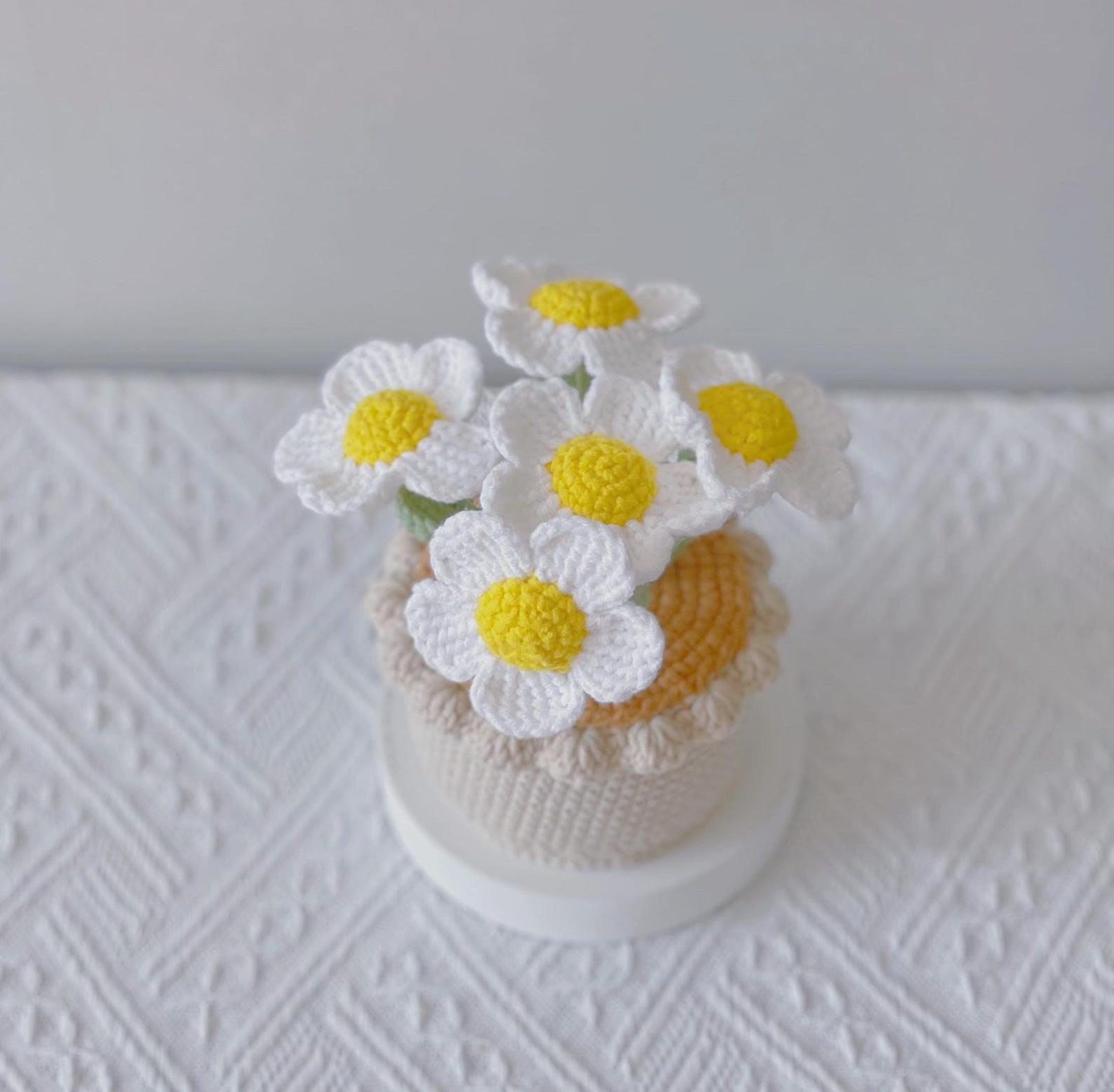 Handgemachter Häkel Gänseblümchen Blumen Topf Personalisiertes Geschenk