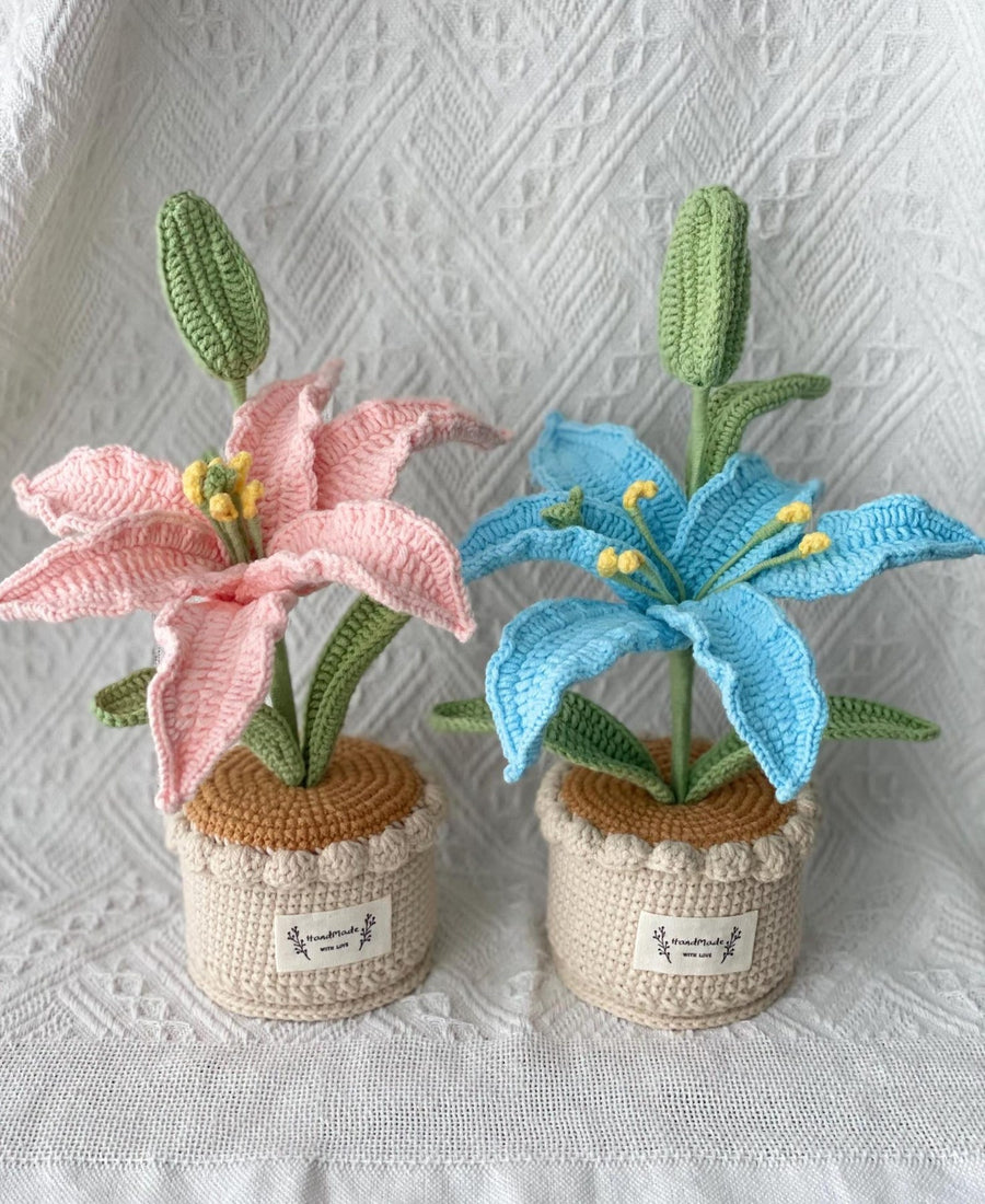 Handgemachter Häkel Lilien Blumen Topf