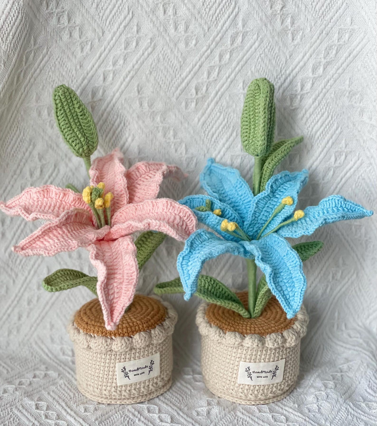 Handgemachter Häkel Lilien Blumen Topf