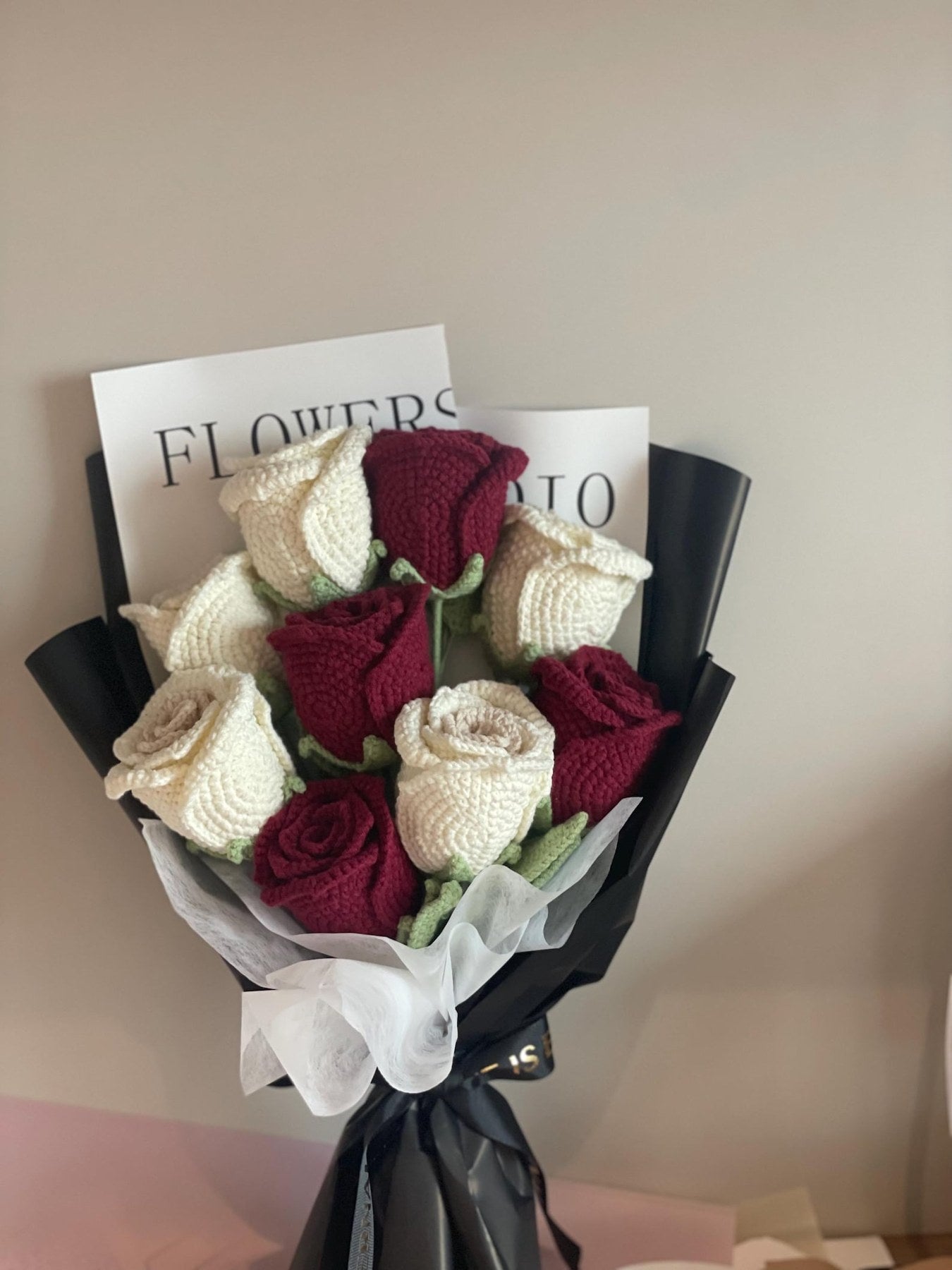 Handgemachter Häkel Rosen Strauß Gestrickter Blumen Geschenk