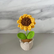 Handgemachter Häkel Sonnenblumen Topf Einzigartiger Häkel Geschenk
