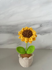 Handgemachter Häkel Sonnenblumen Topf Einzigartiger Häkel Geschenk