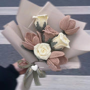 Handgemachter Häkelblumenstrauß Rosen Tulpen