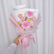 Handgemachter Häkelblumenstrauß Einzigartiger Garn Arrangement