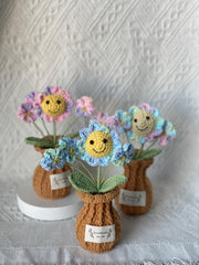 Handgemachter Häkelblumen Topf Rosa Lila Oranger